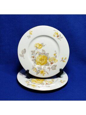 Yellow Roses Salad Plates Set of 2 Mayfair By Castleton China Made In USA
